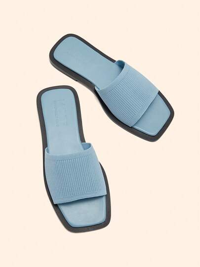 MOTF PREMIUM WOMEN'S COMFORTABLE DAILY WEAR CONTRAST COLOR TRIM SQUARE TOE FLAT SANDALS