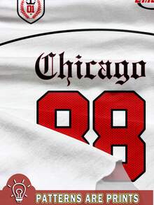 SHEIN EZwear 休闲简约大号印花圆领短袖宽松女式T恤，适合夏季 - 彩色 - 查看 3