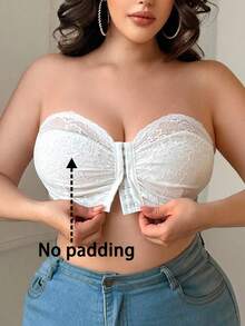 SHEIN 1 buc sutien din dantelă cu închidere frontală pentru femei, mărime plus