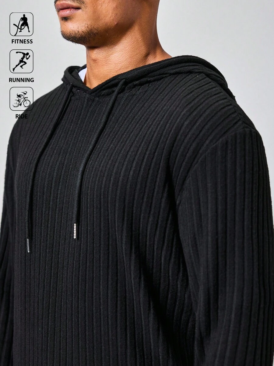 Manfinity Sport Polished Men's Casual Solid Color Hooded Sweatshirt