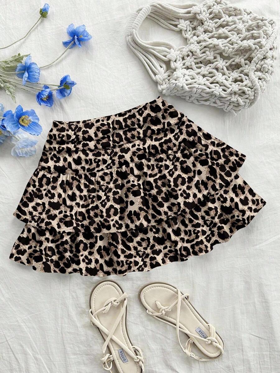 Soleia Sexy Leopard Print Full Pattern Women Casual Waist Ruched Fishtail Skirt, Suitable For Summer Music Festival Chic Dress - Multicolor - View 1