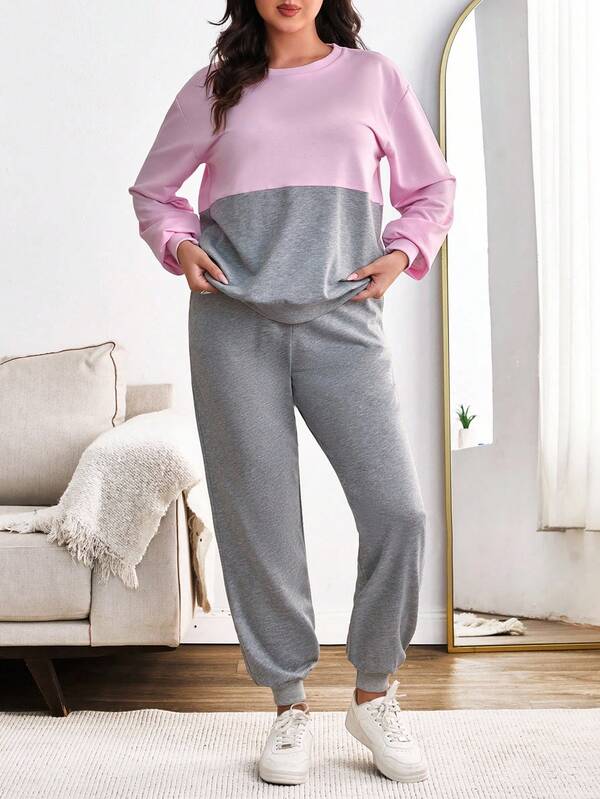EURMUSE Plus Size Two Pieces Sweatshirt And Sweatpants Set Jogger Sets For Women Comfy Sets Women