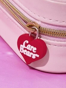SHEIN X Care Bears 1 件卡通图案 PU 皮革便携式旅行珠宝收纳盒，带 3 个项链挂钩、戒指隔层和其他储物隔层，适合家庭整理、旅行、通勤，适合女性、青少年、欢呼熊、温柔熊、睡前熊、好运熊 - 淺粉色 - 查看 7