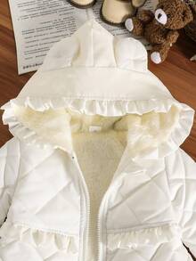 Sparklyn Christmas, Halloween Clothing For Baby Girl, Winter, Wednesday, Black Dress, Baby Girls' Casual Versatile Thermal Lined Hooded Jacket, Autumn/Winter