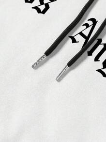 Manfinity LEGND Bộ 2 món áo nỉ trùm đầu in chữ và quần có túi màu tương phản dành cho nam, trang phục mùa thu - trắng - Xem 8