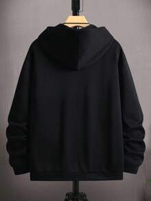 RueChic Sudadera con capucha de algodón para hombres con estampado de sonrisa y cierre regular