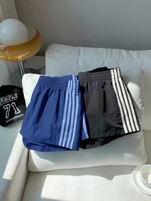 Comfortcana 2件套女士撞色腰带短裤，夏季 - 彩色 - 查看 5