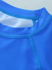 Tween Boys Swimwear Set: Short Sleeve Rashguard Top Paired With Beach Shorts, Casual Sports Swimsuit For Summer Summer Holiday Boys Rash Guard Swim Set With Swim Trunks Bathing Suit Long Sleeve Swim Shirt Quick Dry Swimsuit Kids Swimwear