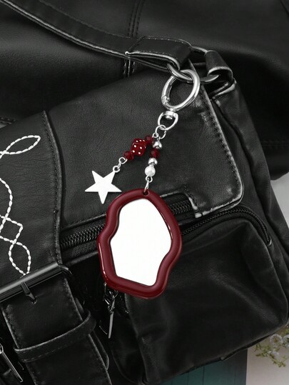 Kawaii 1 pièce Porte-clés et charm de sac en acrylique miroir en verre en forme de nuage de style rétro minimaliste Y2K de haute qualité avec étoile, convient pour le port quotidien des femmes/filles, cadeau de vacances