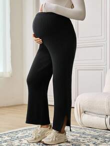 SHEIN Maternity Ribbed Slit Sweater Pants