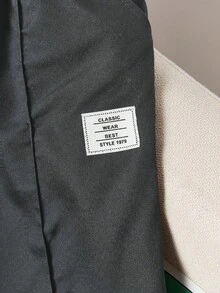 SHEIN Tween Boy 字母贴片设计口袋腰带休闲裤，适合日常通勤和休闲穿着 - 灰色 - 查看 3