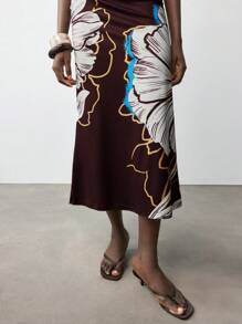 Maija Váy họa tiết hoa thanh lịch giản dị, thích hợp đi biển, lễ hội âm nhạc, khách dự tiệc cưới, tiệc sáng muộn, phong cách Boho, trang phục sinh nhật nữ, thu/đông - Màu Đỏ Sâu - Xem 8