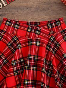 SHEIN Young Girls' Red Plaid A-Line Skirt, Fitted Casual Minimalist Comfortable Criss-Cross Waist Design Pleated Skirt, Suitable For School, Casual, Party, Christmas, New Year, Autumn/Winter Girls Women's Festive Red Plaid A-Line Mini Skirt For Christmas Celebrations Holiday Red Tartan Mini Skirt For Women With Flared A-Line Design Classic Red Plaid Women's Skirt Perfect For Winter Festive Outfits Girls Christmas Plaid Skirt Girls Red Plaid Skirt Red Plaid Skirt Plaid Skirt Plaid Skirt For Girls Fall - Burgundy - View 5