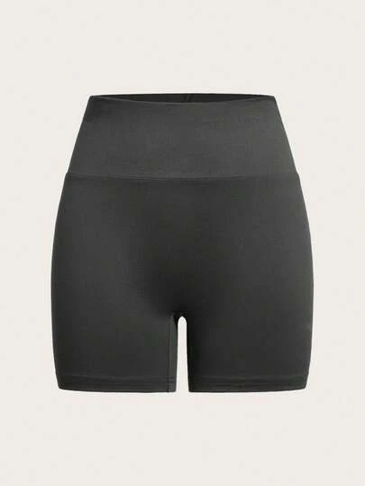 SHEIN EZwear Quần short đạp xe cạp cao màu trơn, quần bó sát cho nữ, thích hợp cho mùa hè