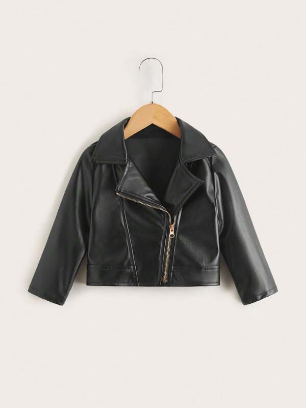 SHEIN WESTFADE Young Blouson court en faux pour filles préadolescentes, manches longues