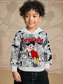 Astro Boy X SHEIN Young Boy Cartoon Graphic Loose Fit Sweatshirt, Casual Outdoor Streetwear - White - View 6