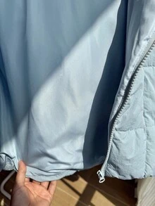 Tween Girls Casual All-Match Versatile Commuter Plaid Padded Collar Padded Coat, Autumn/Winter - Blue - View 9