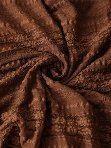 LanaWest 女士针织提花蕾丝纹理短袖T恤 - 咖啡棕 - 查看 7