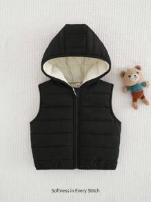 Cozy Pixies Newborn Baby Boy Cartoon Bear Pattern Hooded Fleece Vest Cardigan,In Fall/Winter - Black - View 7