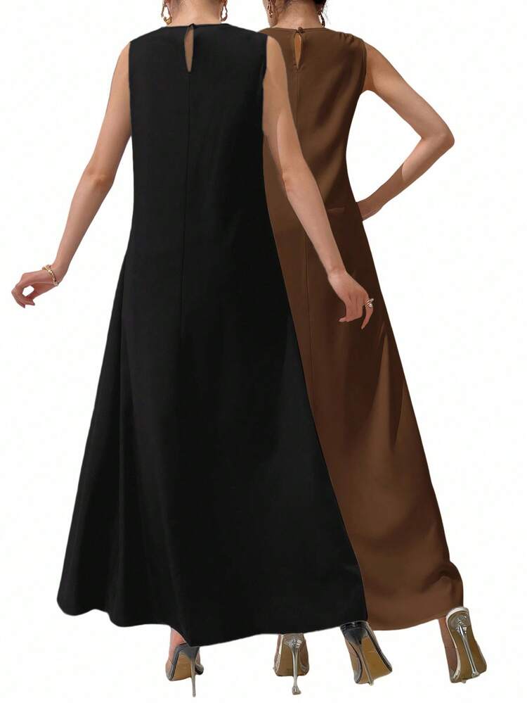 Al Najma Vestido Minimalista de Cor Sólida - Multicolorido - Visão 2