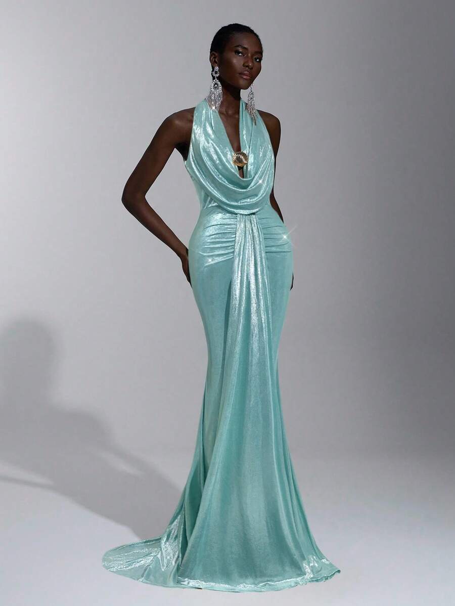 Elitara Elegant, Romantic, Sexy, Minimalist, Stretchy, Strapless, Backless, Bodycon, Plunging Neckline, Fishtail Hem, Trailing, Fashionable, Influencer Style, Holiday, Vacation, Birthday Party, Wedding Event, Bridesmaid Dress - Baby Blue - View 1
