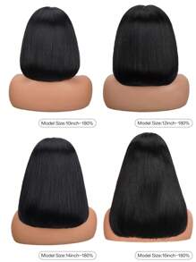 13x4 Transparent Lace Front Bob Wig Human Hair 180% Density Straight Pre Plucked Natural Hairline Install For Women Natural Color - 9AM Hair Sport Vacation Travel Festival Prom Outdoor Cosplay Campus School Beach Wedding Camping Holiday Outfits Summer Outfits Vacay Vibes Charm Elegant Casual Y2k Fashion Styles Ss25 Breathable Cap Heat - SNatural - View 4
