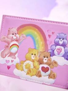 SHEIN X Care Bears 1 chú gấu hoạt hình bằng da PU, gấu Funshine, gấu Share, ví đựng thẻ in hình gấu Tenderheart, có thể đựng tiền xu và tiền mặt, có 2 khe cắm thẻ và 1 móc chìa khóa, phù hợp cho phụ nữ và học sinh - Hồng - Xem 4