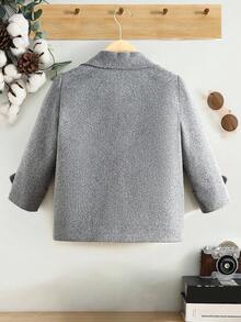 SHEIN 男小童1入組西裝領翻蓋細節花呢外套 - 灰色 - 查看 2