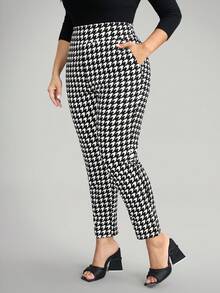 Comfylo 大码千鸟格印花休闲裤 - 彩色 - 查看 4