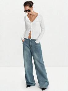 Lumivelle Women's Elegant Fashion Minimalist Versatile Fitted Crew Neck Textured Ruffle Collar Cardigan Sweater, Autumn/Winter Fall Cloth For Women - White - View 6