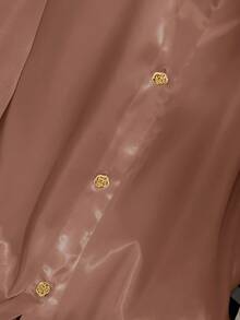 GlowEve Áo cánh tay dài màu trơn thiết kế cúc hoa kim loại thanh lịch cho nữ - Đồng - Xem 3