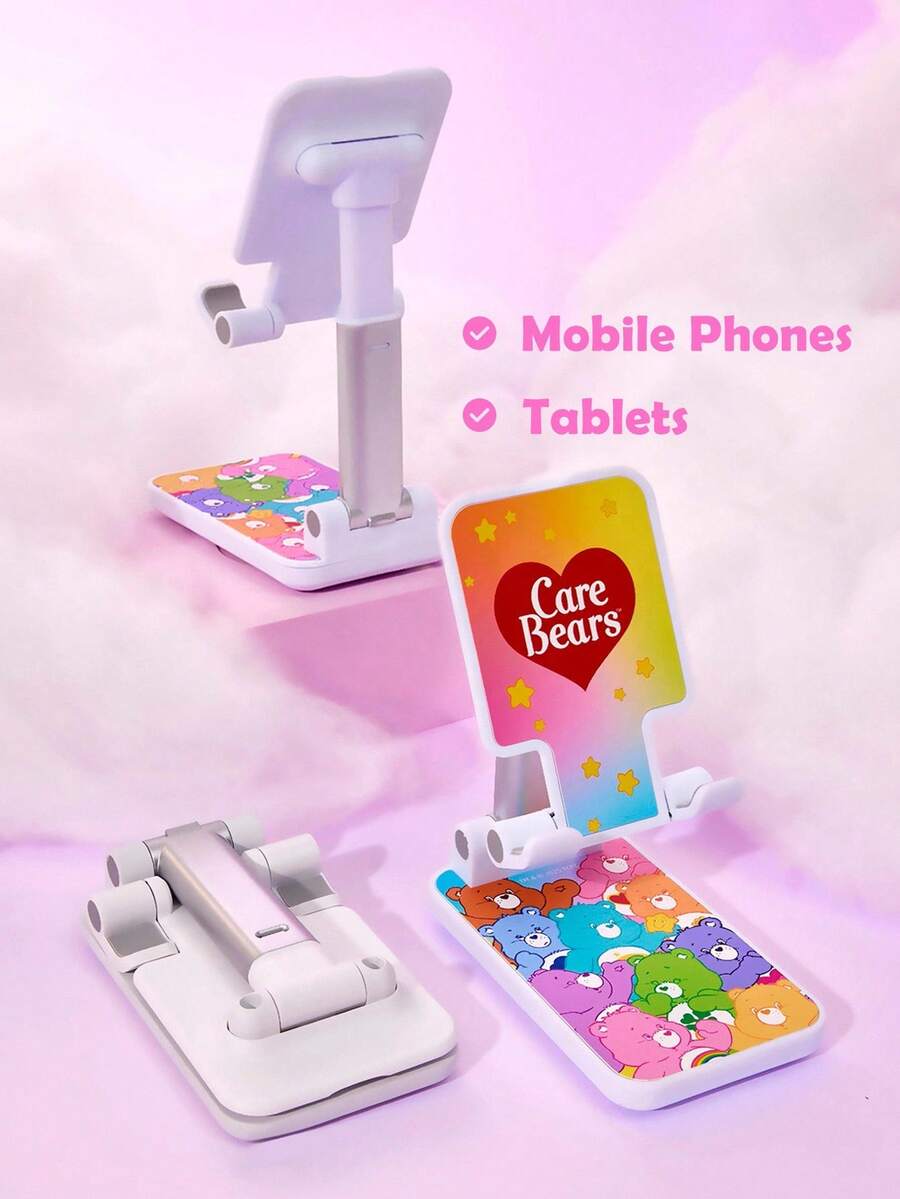 SHEIN X Care Bears Adjustable Foldable Mobile Phone Stand, Compatible With Mobile Phones And Tablets, With Anti-Slip Base And Convenient Charging Port. Durable Mobile Phone Base With Protective Pad - Multicolor - View 1