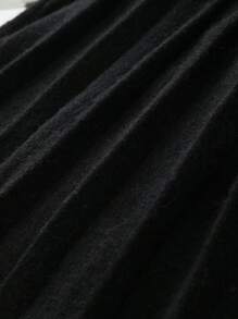 SHEIN Pulover vintage nou pentru adolescente, cu guler rotund, cu fundă, croit, asociat cu fustă mini, potrivit pentru acasă, ieșiri în oraș, petreceri, întoarcerea la școală - Bej - Vizualizare 4