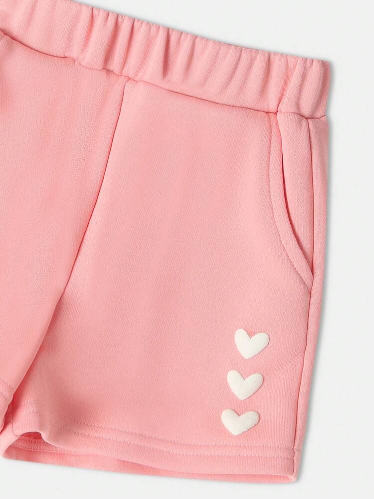 Cropped T-Shirt With Matching Shorts Self Love Heart Print