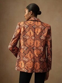 Vesra Blazer rétro pour femmes avec bordure contrastée - Multicolore - Voir 2