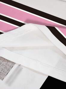 HELLO KITTY AND FRIENDS | SHEIN Women's Casual Cute Cartoon & Letter Graphic Contrast Striped Short Sleeve T-Shirt, Summer