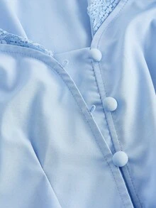 SHEIN MOD Große Größen Weiße Vintage Elegante Spitzenbesatz Offene Vorderseite Bluse