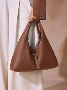 SHECARRY 时尚简约大容量单肩包 - 棕色 - 查看 1