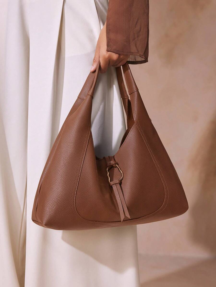 SHECARRY 时尚简约大容量单肩包 - 棕色 - 查看 1