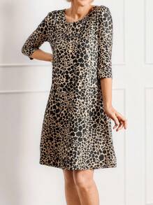 SHEIN LUNE Women's Casual & Commuter All-Over Print Dress, Spring/Autumn - Multicolor - View 2