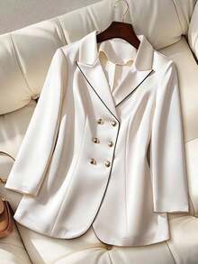 GlowEve CURVE Sacou țesut, mărime plus, cu croială regulată, cu garnituri contrastante - Caisă - Vizualizare 1