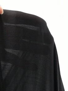 DAZY Camisa de mujer con diseño de cinturón, unicolor, manga larga - Negro - Ver 8