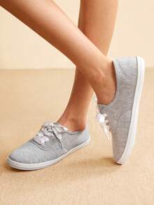CUCCOO EASI Casual Comfortable Lace-Up Women Canvas Shoes, Versatile For Daily Wear - Grey - View 2