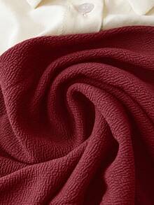 Rometta Conjunto casual de 2 piezas de talla grande para mujer con blusa de manga larga de color contrastante y pantalón de pierna ancha - Burdeos - Ver 6