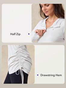 OutZeal 女士白色防晒外套 夏季日常休闲长袖上衣 防紫外线 凉爽触感丝滑柔软 及臀长度 侧边抽绳 - 白色 - 查看 4