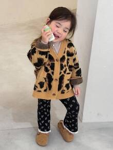 DAZY Infant/Toddler Girls' Allover Leopard Print Casual Cardigan, Spring/Autumn - Coffee Brown - View 5