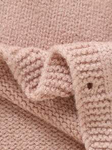 SHEIN 时尚粉色婴儿毛衣连体衣，带荷叶边装饰吊带裤，女童甜美背带裤 - 粉色 - 查看 8