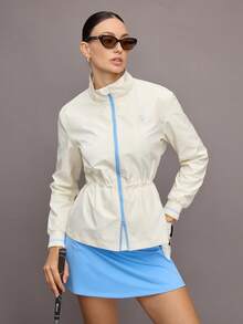 Activina 休闲百搭收腰立领运动夹克 - 奶油白 - 查看 6