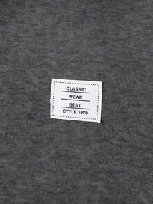 SHEIN 2 件套青少年男孩服装套装：连帽运动衫和慢跑裤，经济实用，适合上学、通勤、休闲、运动 - 深灰色 - 查看 6