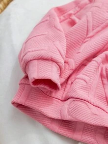2pcs Baby Girl Cute Pink Long Sleeve Hooded Sweatshirt With Furry Collar And Elastic Waist Pants Set, Comfortable, Versatile, Fashionable Casual Basic Outfit, Suitable For Indoor, Outdoor Leisure, Skiing, Back To School, Daily Wear, Sports, Play, Party In Autumn/Winter Season - Pink - View 4